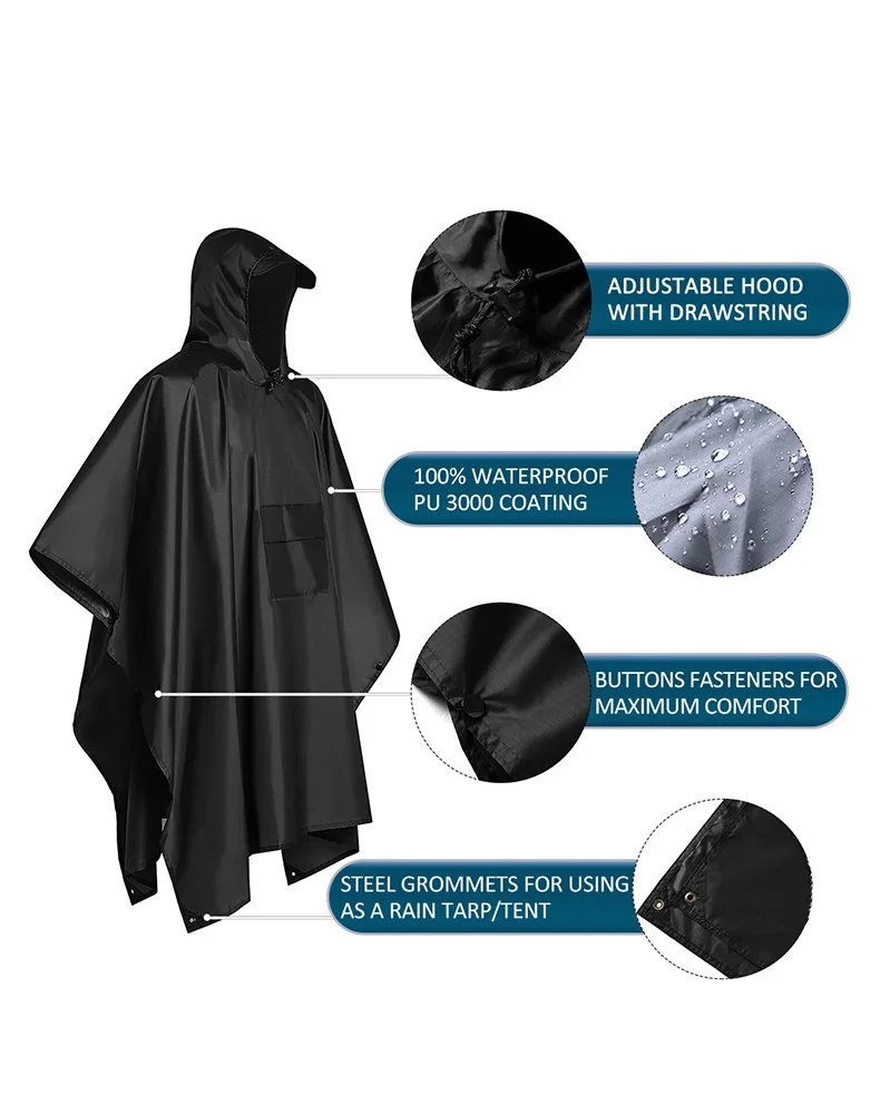 2026 For Camping Hiking 3-in-1 - огляд і ціна Emergency Poncho Rain